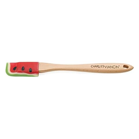 Charles Viancin - Watermelon Scraper - Durable Wooden Handle, Silicone Head - BPA-Free, Plastic Free, Food-Grade Silicone - Heat Resistant up to 220°C / 428°F Cover