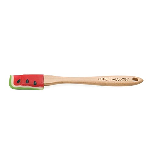 Charles Viancin - Maryse Watermelon - Manche en Bois Résistant, Embout en Silicone - Sans BPA, ni Plastique, Silicone de Qualité Alimentaire - Supporte Jusqu'à 220°C Cover