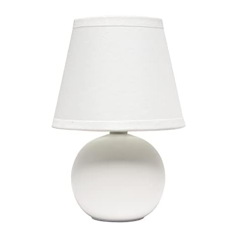 Simple Designs LT2008-OFF Mini Ceramic Globe Table Lamp, Off White Cover