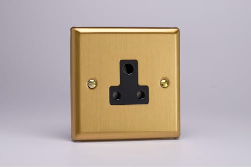 Varilight XBRP5AB 5A Round Pin Socket, Classic Brushed Brass + Black Insert