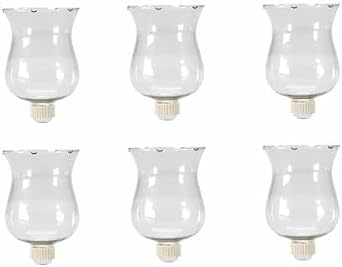 6 Pack Clear Glass Votive Candle Holders with Rubber-Covered Peg Bottoms, Tulip-Shaped Candle Cups
