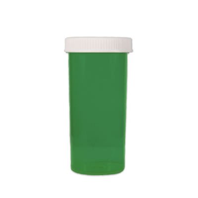 Plastic Prescription Green Rx Vials/Bottles 25 Pack W/caps 8 Dram Size