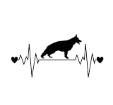 Autocollants Imperméables 23Cm(9.05In) Dessin Animé Berger Allemand Battement De Coeur Ligne De Vie Chien Autocollant De Voiture Automobiles Accessoires Extérieurs Autocollants en Vinyle Réfléchissa