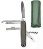 A. Blöchel Multifunktionales Bundeswehr Taschenmesser mit Bundesadler Oliv mit PVC Tasche Armeemesser