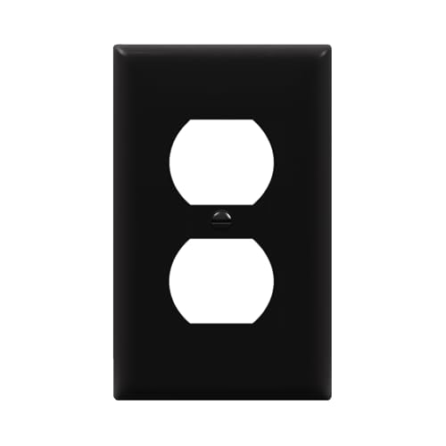 ENERLITES Duplex Receptacle Outlet Wall Plate Size 1-Gang 4.50 x 2.76 Unbreakable Polycarbonate Thermoplastic 8821-BK Black