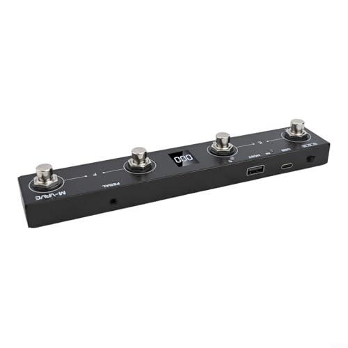 Controlador de pedal MI-DI inalámbrico, pedal recargable de 4 botones con USB y BT, carcasa de metal, vida útil de 12 horas para M-VAVE Chocolate Plus (negro)