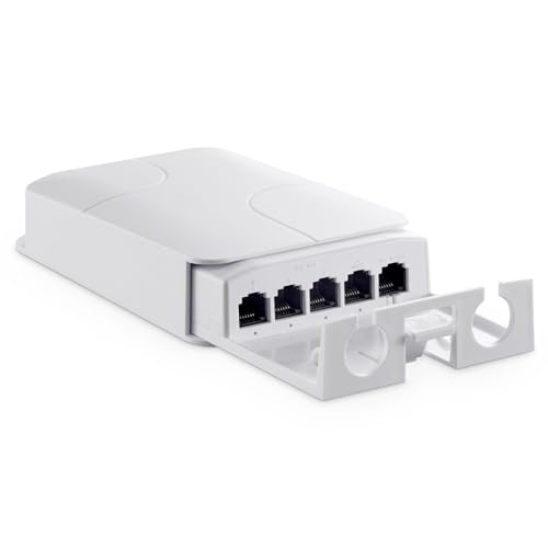 Image of Outdoor 5 Port PoE Extender, 1 in 4 Out PoE+ Switch, 10 /100Mbps, IEEE 802.3 af /at /bt 90W, Wall Mount Waterproof YuLinca POE Passthrough Switch