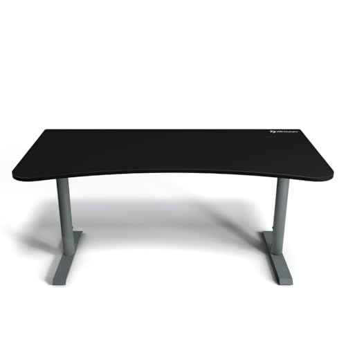 Image of Arozzi Arena Ultrawide Curved Gaming and Office Desk with Full Surface Water Resistant Desk Mat with 3 Custom Monitor Mount Cut Outs and Under The Desk Cable Management Netting - Frozen Grey