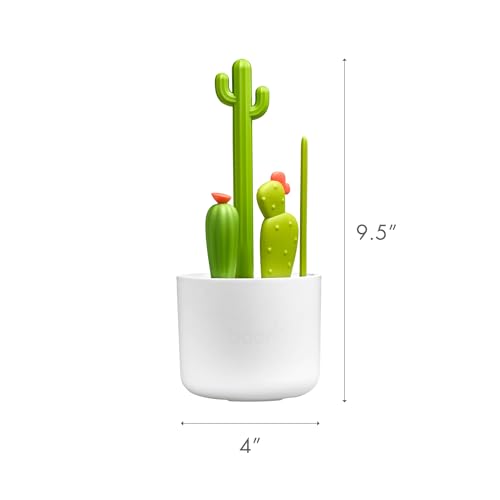 Image of Boon Cacti Bottle Cleaning Brush Set - Includes Bottle Brush, Nipple Brush, Detail Brush, and Straw Brush - Baby Bottle Brush Set for Bottle Drying Rack - Baby Essentials - 4 Count | 4-Piece Set, Bottle Brush, Straw Brush, Nipple Brush, Detail Brush, Durable Nylon Bristles, Draining Storage Vase