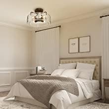 Miniatura 3 de KSANA Lámpara de techo semiempotrada, lámpara de techo empotrada de 4 luces con pantalla de vidrio sembrado para cocina, pasillo, 12 pulgadas de