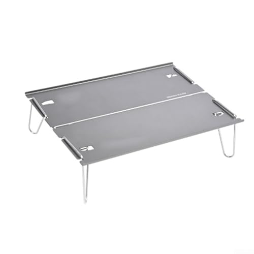 PETSTIBLE Mesa plegable para exteriores, mesa de café portátil para barbacoa, mesa de aleación de aluminio, mesa desmontable ligera de dos piezas (29,8 x 21 x 8,4 cm, gris)