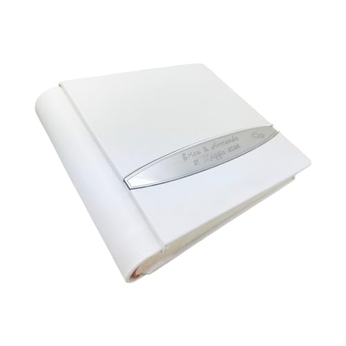 Album Fotografico Artigianale -Cristel Specchio- in similpelle pregiata, con inserto in Plexiglass Personalizzabile,classico con velina,Matrimonio,Compleanno,Regalo,Wedding,Anniversario (Bianco)