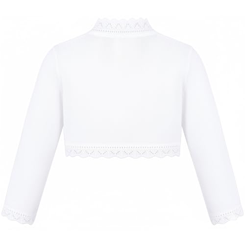 Lilax Little Girls' Knit Long Sleeve Button Closure Bolero Cardigan Shrug 6 White