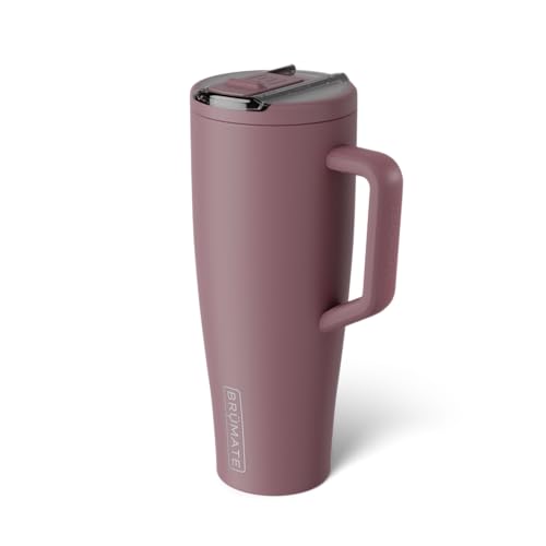 Image of BruMate Era Flip 40oz Tumbler with 100% Leakproof Covered Straw Lid | Hygienic Covered Straw | Insulated Stainless Steel Water Bottle with Handle | Cup Holder Friendly | BPA-Free (Rose Taupe)