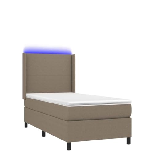 Genérico Wenjingqi Cama Box Spring colchón y Luces LED Tela Gris Taupe 100x200 cm, Gris Topo 3138137