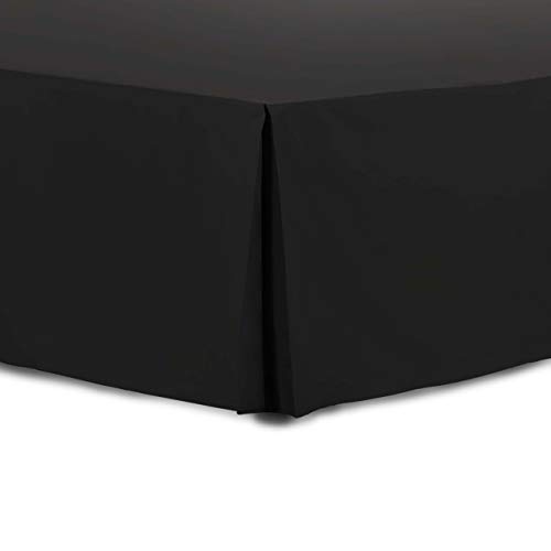 Adam Home Pleated Base Valance Sheet (Small-Double, Black) - Durable Polycotton Bed Skirt - Luxuary 5 Box Pleated Bedskirt with 15 inch Drop, Washable Dust Ruffle Hotel Quality & Abrasion Resistant