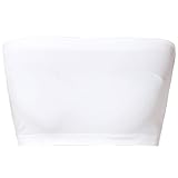 TheMogan Women's Seamless Bandeau Bra Tube Top Strapless Nylon/Span Stretch Bralette White One Size