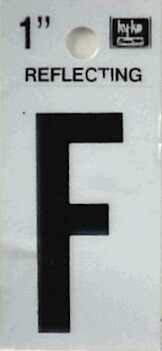 Hy-Ko RV-15/F 1.25" Black Reflective Letter F Sign