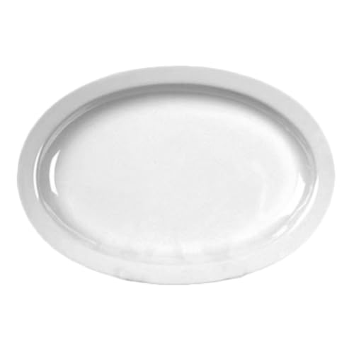 NS513W Platter, 13" x 8-1/2", Oval, Narrow Rim, Break-Resistant, Dishwasher Safe, BPA Free, Melamine, NuStone White, NSF, Pack of 12