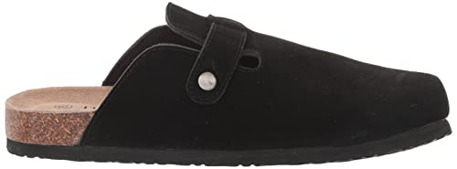 Tf Star Unisex Soft Footbed Clog Cow Suede Leather Clogs, Cork Clogs Shoes For Women Men Black #TOP5