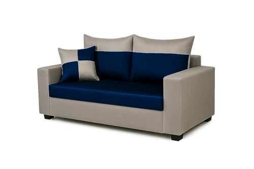 Image of FURNY Arissa 6 Seater Fabric 3+2+1 Sofa Set (Light Grey-Blue) Premium Velvet Finish | Durable Comfort | Ideal for Living Room