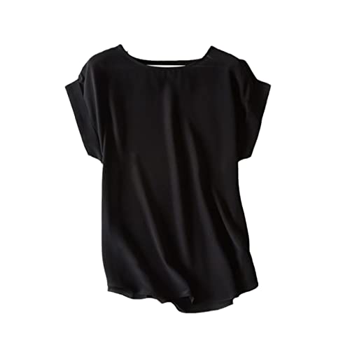 T-shirt d'été manches courtes femme soie véritable haut fluide XXL