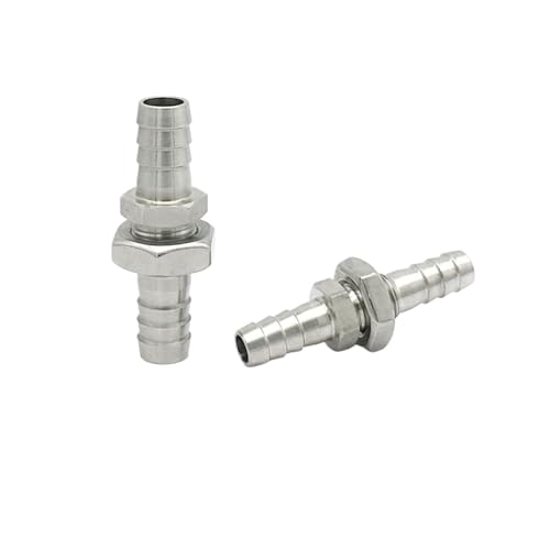 Raccord passe-cloison cannelé inox pour circuit d'arrosage de jardin et micro-irrigation 4mm