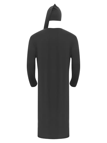 Men's Soft Loose Sleepwear Long Sleeve Nightshirt Night Pajama Set with Sleeping Cap4