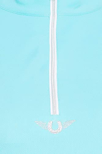 Tuffrider Women's Ventilated Technical Long Sleeve Sport Shirt With Mesh, Aqua, Large #TOP4