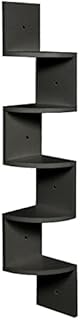 NAIMP 5 Tier Floating Corner Shelves Wall Shelves , Zigzag Shape Wall Corner Shelf Unit , Wooden Wall Shelf Shelving Bookcase Storage Display Rack Black