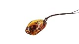 Bernstein Anhänger Cognac Farbe Mit Lederband | Baltischer Anhänger Halskette | Schmuck