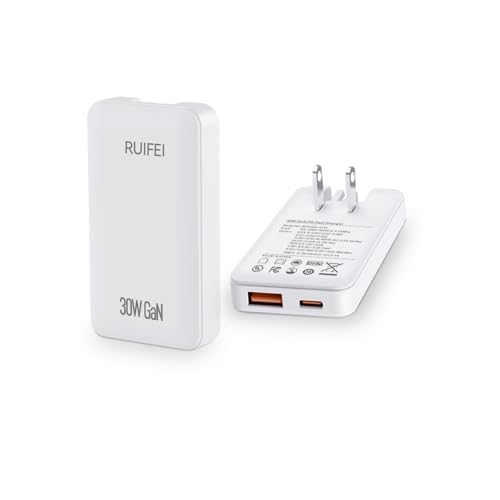 RUIFEI 30W Flat USB C Charger Block Dual-Port White