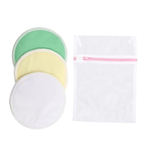 MOTHNUR 4 Piezas Almohadillas Lactancia Reutilizables de de Bambú de Absorbentes y Resistentes al Lavado con Bolsa para Lavadora Protección Antidesbordamiento para Madres Lactantes