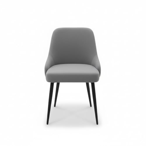 Image of Finch Fox Taskpro Modern Unique Velvet Upholstered Seating Living Room Dining Chair with Black Metal Legs in Dark Grey Color