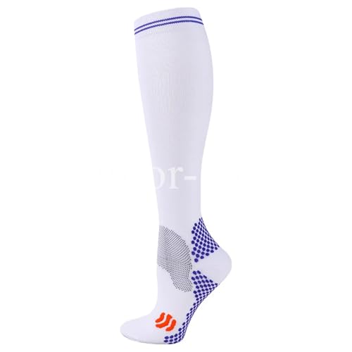 Medias Compresion Mujer 2 pares de calcetines de compresión de 20-30 mmHg, medias altas for hombres y mujeres, calcetines deportivos for maratón, ciclismo, fútbol, ​​venas varicosas(YS001-156-WH,2XL)