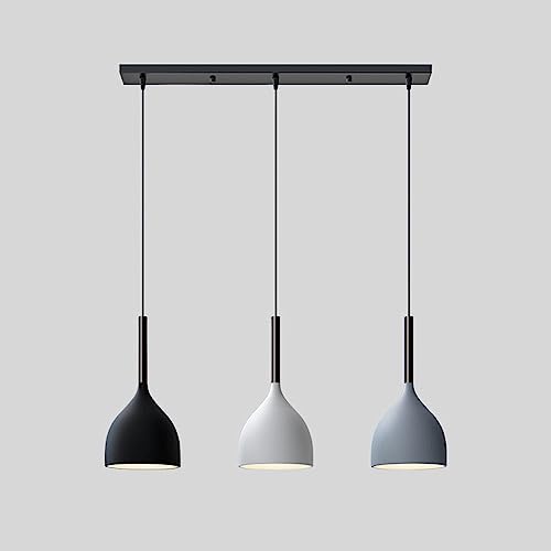 Lampe pendante à 3 lumières hauteur adaptable luminaire noir blanc salle à manger