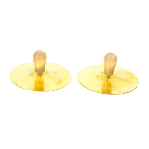 HANABASS 2pcs Small Finger Cymbals with Wooden Handles Copper Instruments for Rhythm and Melody Development Durable Music Tool for Dancers Craftsmanship