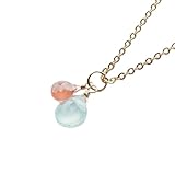 [ブルーコーン] パワーストーン ペンダント シーブルーカルセドニー インカローズ マロンカット ペンダントトップ チャーム 癒し 幸運 おしゃれ 14KGF使用 レディース ペンダント (ペンダントトップのみ) チェーンなし