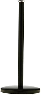 Premier Housewares Black Brushed Sleek Kitchen Roll Holder Free Standing Vertical Paper Towel Stand Stainless Steel With Base 31 x 14 x 14