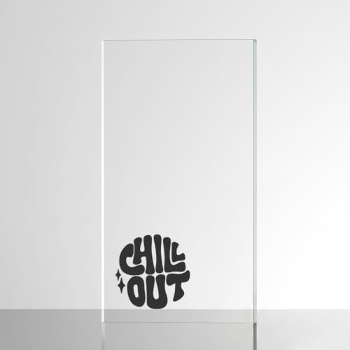 Image of Sticker for Glass & Mirrors| Minimal Vinyl Decal for Bedroom Bathroom & Cafe | Self-Adhesive Waterproof Quote Aesthetic Mirror Sticker | No Mirror Included (Chill Out, Small, Matt Black)