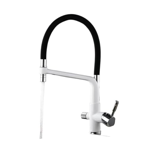 Robinet de cuisine douchette mitigeur blanc à poignée unique - 2