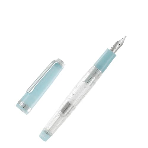 Stylo plume bleu glacier transparent taille M stylo rigide calligraphie bureau