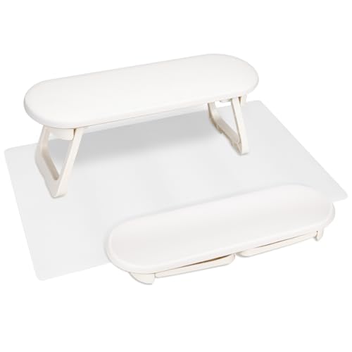 ZUSUZU Reposamanos para uñas,Almohada de Mano de Uñas Antideslizante de Cuero PU,Reposabrazos Manicura Plegable,reposamanos de uñas,Reposabrazos de uñas,Diseño Ergonómico para Salón y Hogar,Blanco​