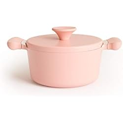 Cacerolas Amc CREATE/POT STUDIO/Cacerola Ø20cm de aluminio fundido y asas de baquelita Rosa/Antiadherente, diseño retro