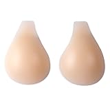 mhinese Klebe BHS für Frauen, Wiederverwendbarer Unsichtbarer Klebe BH für Klebe BH Push Up für KLEINE Brüste - Trägerloser Selbstklebender Silikon BH für A/B/C/D Körbchen. (Beige Spoon - A/B Cup)