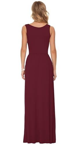 Image of AUSELILY Women's Summer Sleeveless Loose Plain Casual Long Maxi Dresses | Year Round wear solid floral print, Casual daily wear, Empire waist, Floor length, Side pockets New