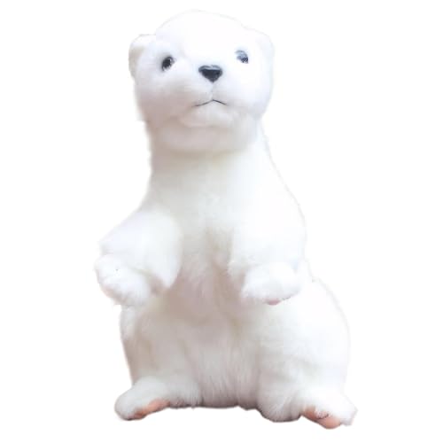 Peluche furet blanc idée cadeau anniversaire originale doudou mignon 8.6 pouces