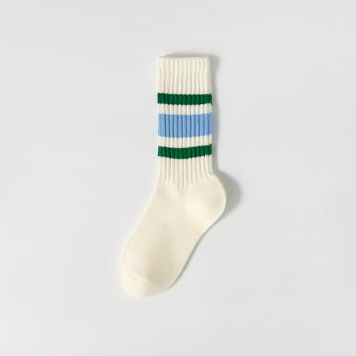 3 Pairs Crew Socks for Women Tube Sock Striped Cotton Calf Socks3