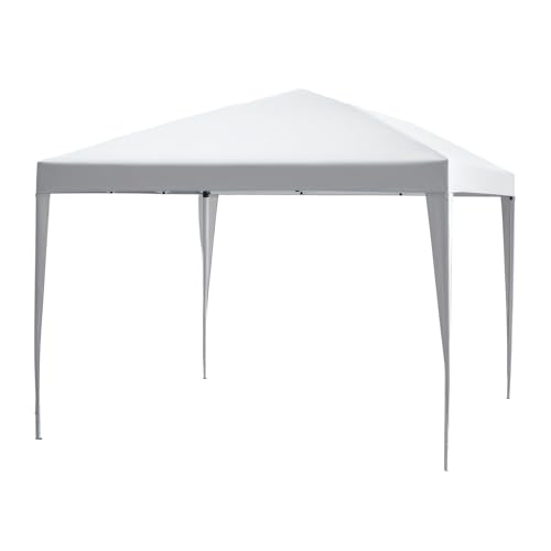 Outsunny Carpa Plegable Gazebo 3x3 m Cenador Plegable con Altura Ajustable en 3 Niveles Toldo Anti-UV y Bolsa de Transporte para Camping Fiestas Blanco
