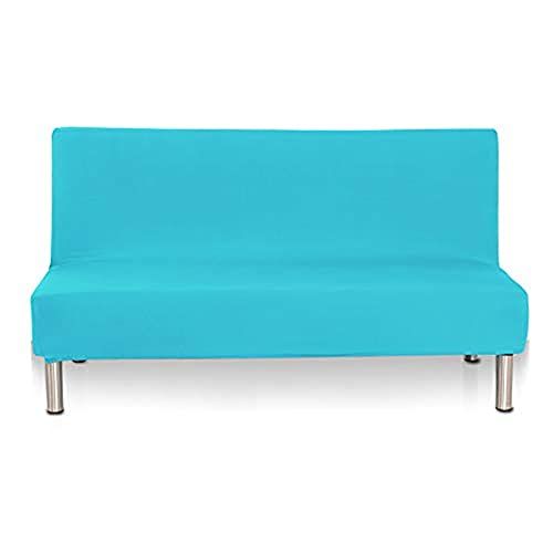 BXFUL Armless Sofa Bed Cover Stretch Futon Slipcover Protector Elastic Full Folding Couch Sofa Shield fits Folding Sofa Bed fits Folding Sofa Bed without Armrests (S,Sky Blue)
